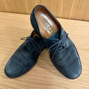 Salvatore Ferragamo Blue Suede Oxford Dress Shoes